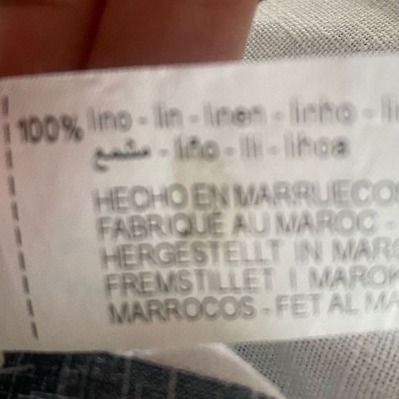 Zara Linen Navy White Stripes Button Roll Sleeves Pockets Blouse Shirt Medium - Picture 10 of 10